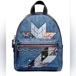 Coach Star Denim Patchwork Mini Backpack